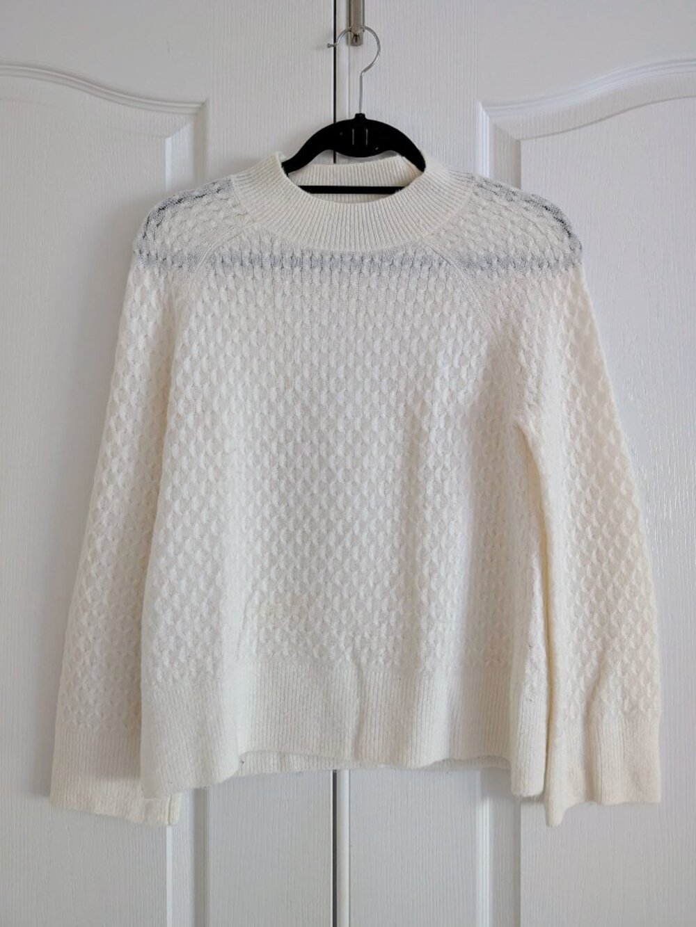 LOFT Stitchy Flare Sleeve Sweater - Women's Small Petite - White